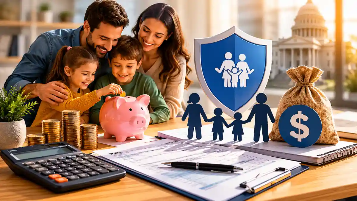 IRS Schedule EIC form showing 2025 Earned Income Tax Credit maximum amounts from $649 with no children to $8,046 with three qualifying children for low and moderate income working families