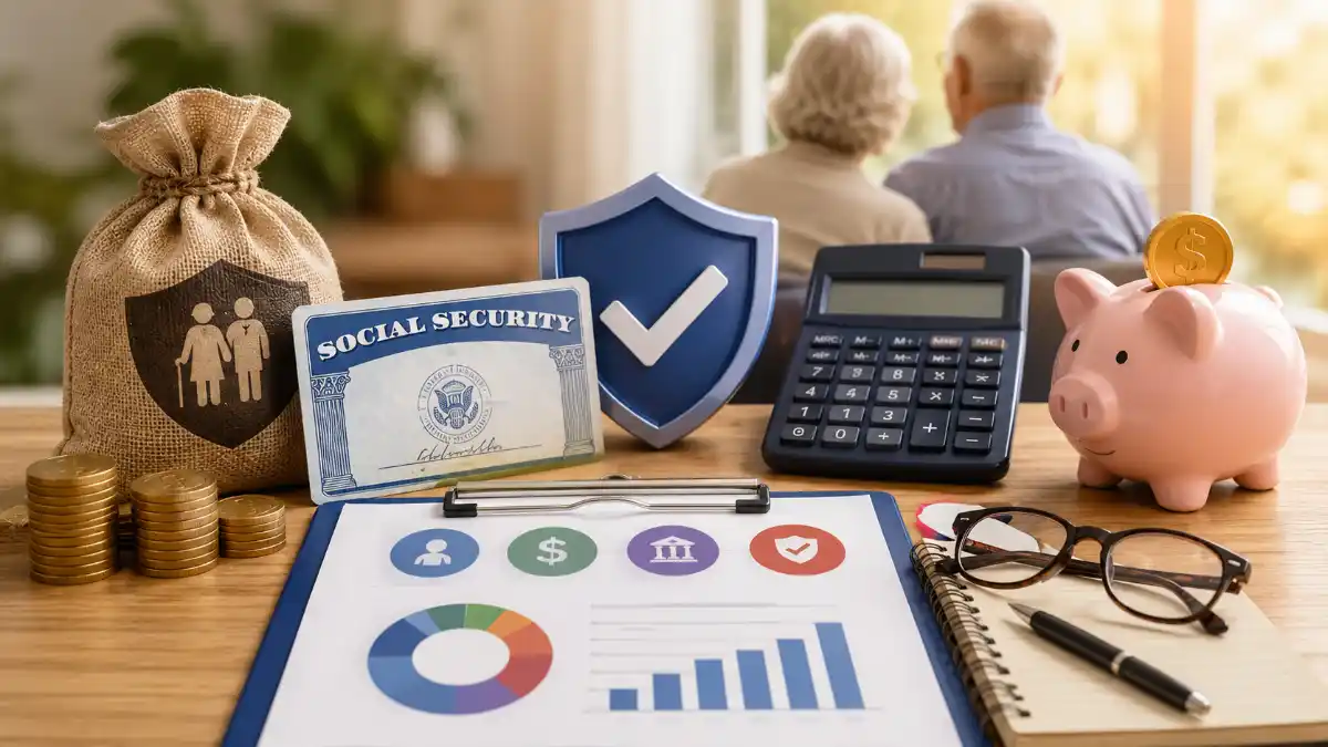 IRS Publication 915 worksheet diagram showing 2026 provisional income formula and Social Security taxability thresholds at $25,000 and $34,000 for single filers with new OBBBA $6,000 senior deduction